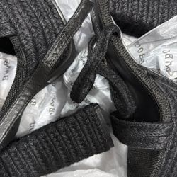 Women Girl Lady Black High Heels With Straps Brand New Wedge Heels 