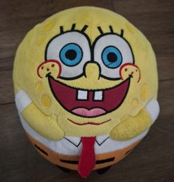 Ty Beanie Ballz SpongeBob SquarePants Smiling Face Medium 8” 2012