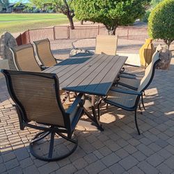 Patio Table, 6 Chairs, Umbrella & Cover