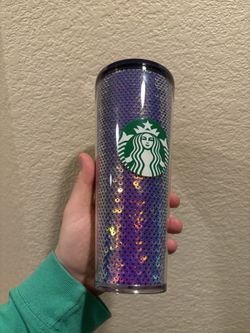 NEW Starbucks Holiday 2020 Dark Purple Sequins Cup 24 oz Cold Tumbler