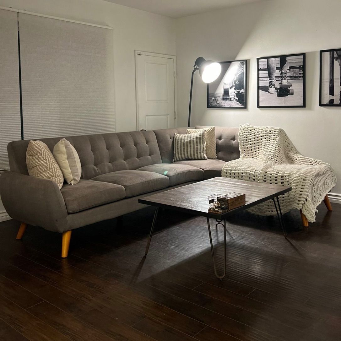 Mid-Century Modern Gray Sectional Sofa by George Oliver