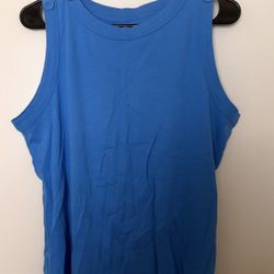 croft & barrow Blue Sleeveless Button-Shoulder Tank
