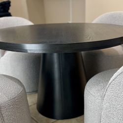48” Black Round Dining Table 