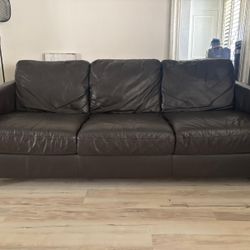 Brown Leather Sofa $100