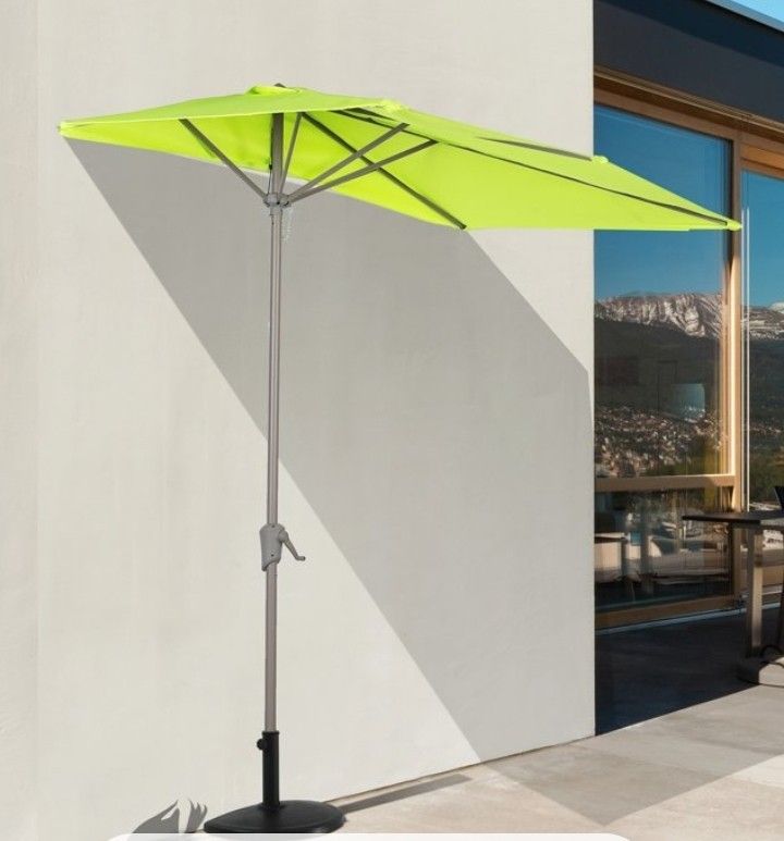 COBANA 7.5’ by 4’ Half Rectangular Outdoor Patio Umbrella for Patio, Balcony, Garden, Deck, Lime Green