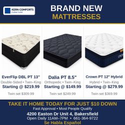 🛏️ Brand New Mattress – Twin, Full, Queen & King Sizes – $10 Down, Financing & Delivery Available