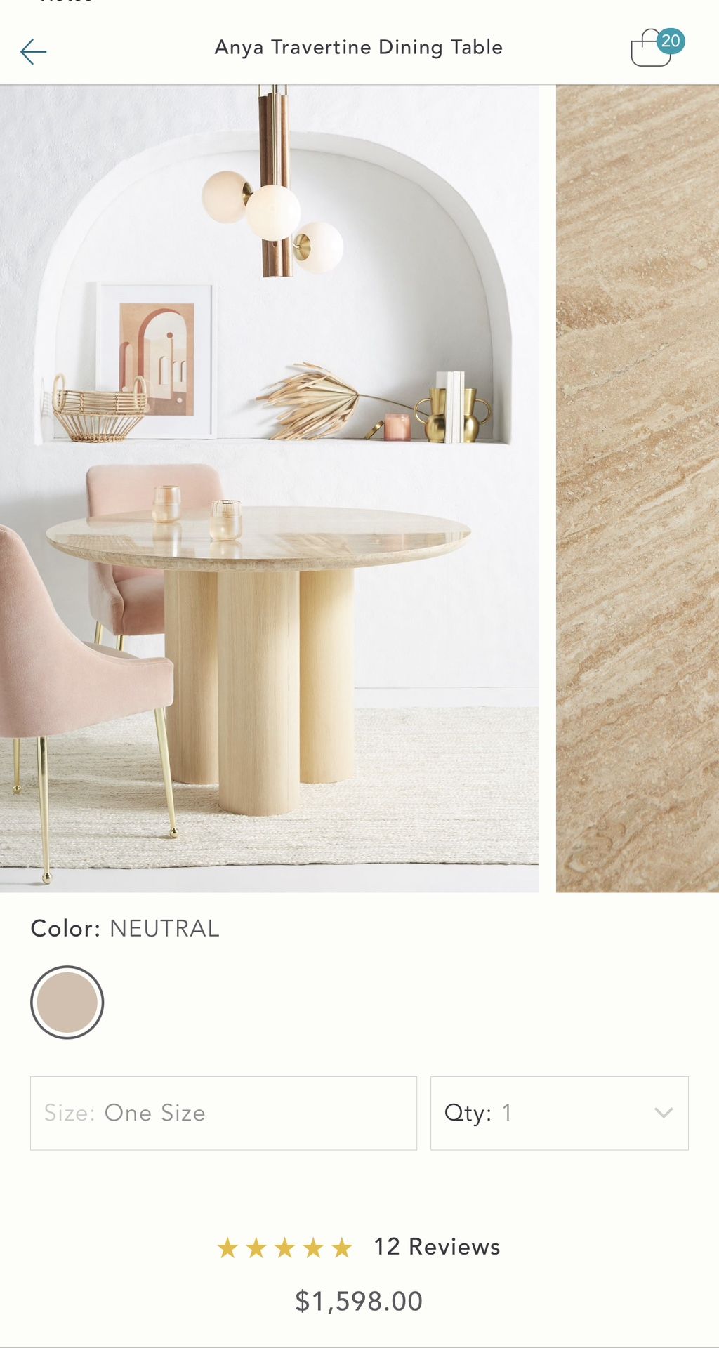 Travertine Dining Table