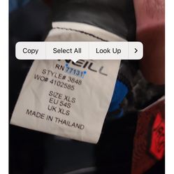 New O’Neil  Wet Suit  Size Xls.  Style 3848