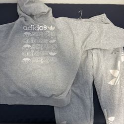 Gray Adidas Sweat Suit ( Size Medium)