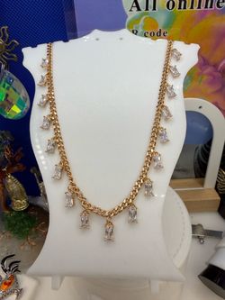 18k plated Brazilian gold cubic zirconia stones 18” enchape laminado Bañado de Oro 18k Chapado 18”