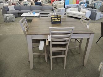 Steve Silver Abacus Gathering Table - Two-Tone - Driftwood Gray-Brown Top With Antique White