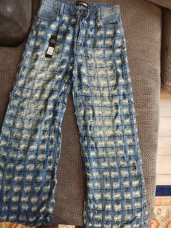 Fashion Nova Distressed Wide-Leg Jeans