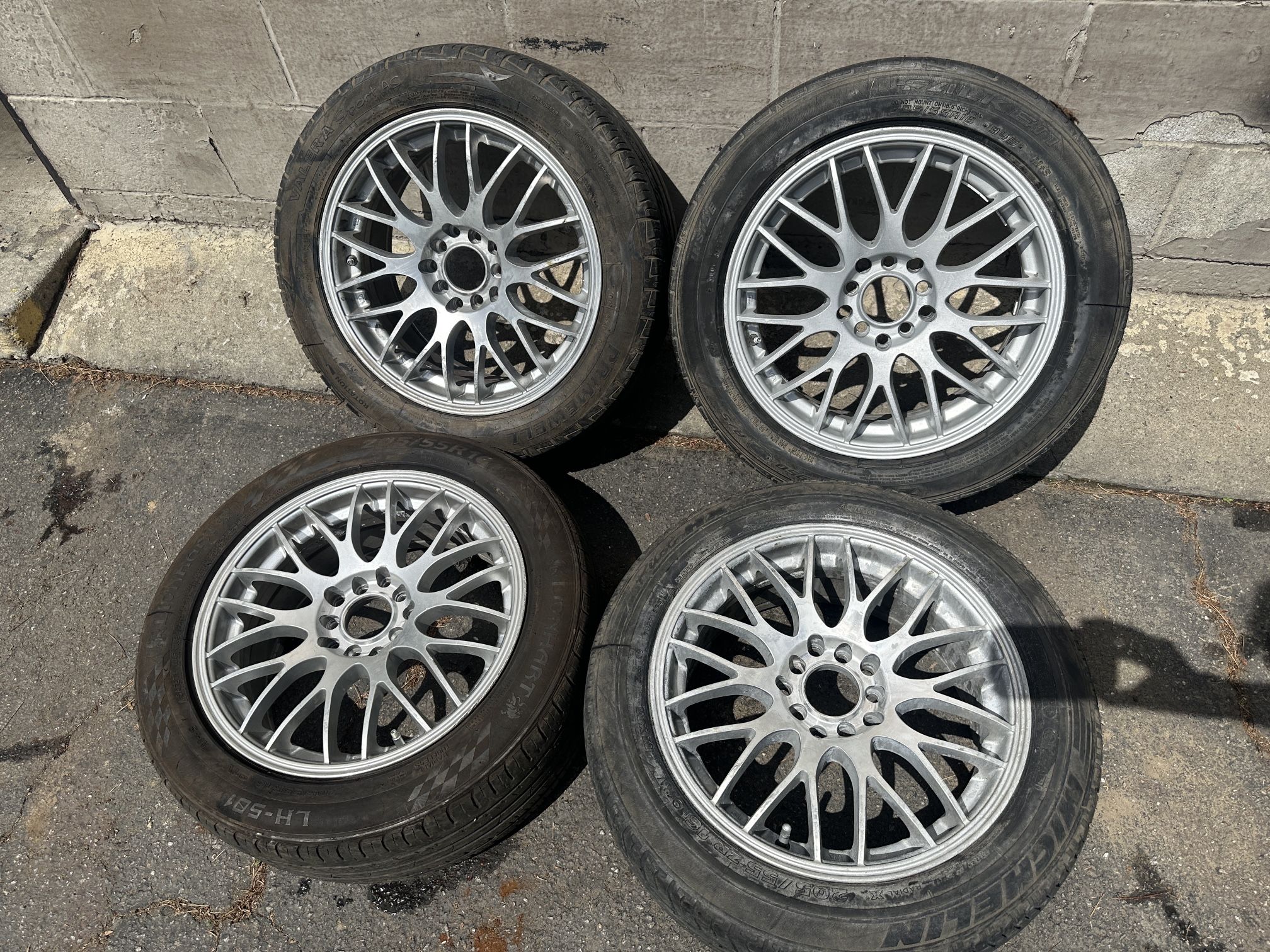 16 inch aluminum sporty rims 5 on 100mm 5 on 4.5 inches one is cracked ...
