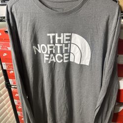 North face grey long sleeve tee shirt size large men’s used 