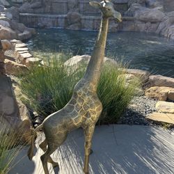 Vintage 1970’s Brass Giraffe Statue 4 1/2 Feet