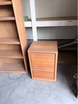 Oak Looking Book Shelf and File Cabinet