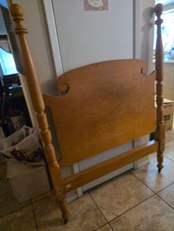 Twin bed headboard, footboard on wheels and rails/boards included