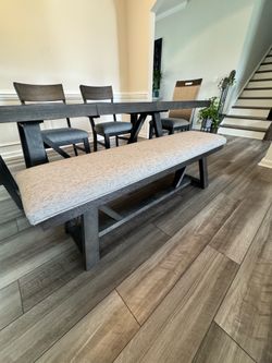 Adjustable Modern 6-Piece Dining Set with Table, 4 Chairs, and Bench
