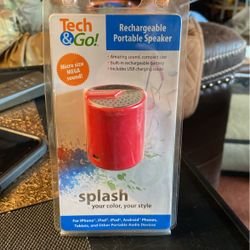 Tech Go  Rechargeable Portable Speaker  W/adapters   Nib 