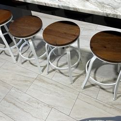 Stools (4) Wood And Metal