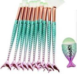 11 Piece mermaid Makeup Brush Set 