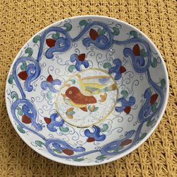 Beautiful Vintage Hand Painted Large Bowl