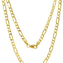 14K Real Gold Figaro Chain - 2mm 2.45mm 3.15mm 4.1mm 5.1mm 5.7mm Diamond Cut Cuban Link Figaro Necklace For Men - Yellow /White Gold Pendant Necklace 