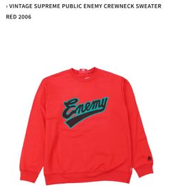 VINTAGE SUPREME PUBLIC ENEMY CREWNECK SWEATER RED 2006