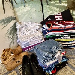 Boy Clothes Size 7-8//40 Pieces And 2 Pair Of Shoes All For $25fcfs