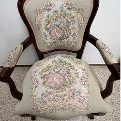 RARE ANTIQUE FRENCH NEEDLEPOINT Chateau D'Ax Spa French Louis XV Fauteuil Chair