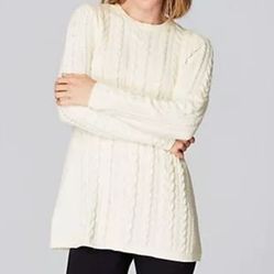 NWT J.Jill Chenille Cable Knit Sweater Tunic Length Women’s Medium
