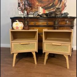 Natural Boho Rattan Nightstands/end tables