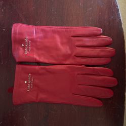 Kate Spade Red Leather Gloves 