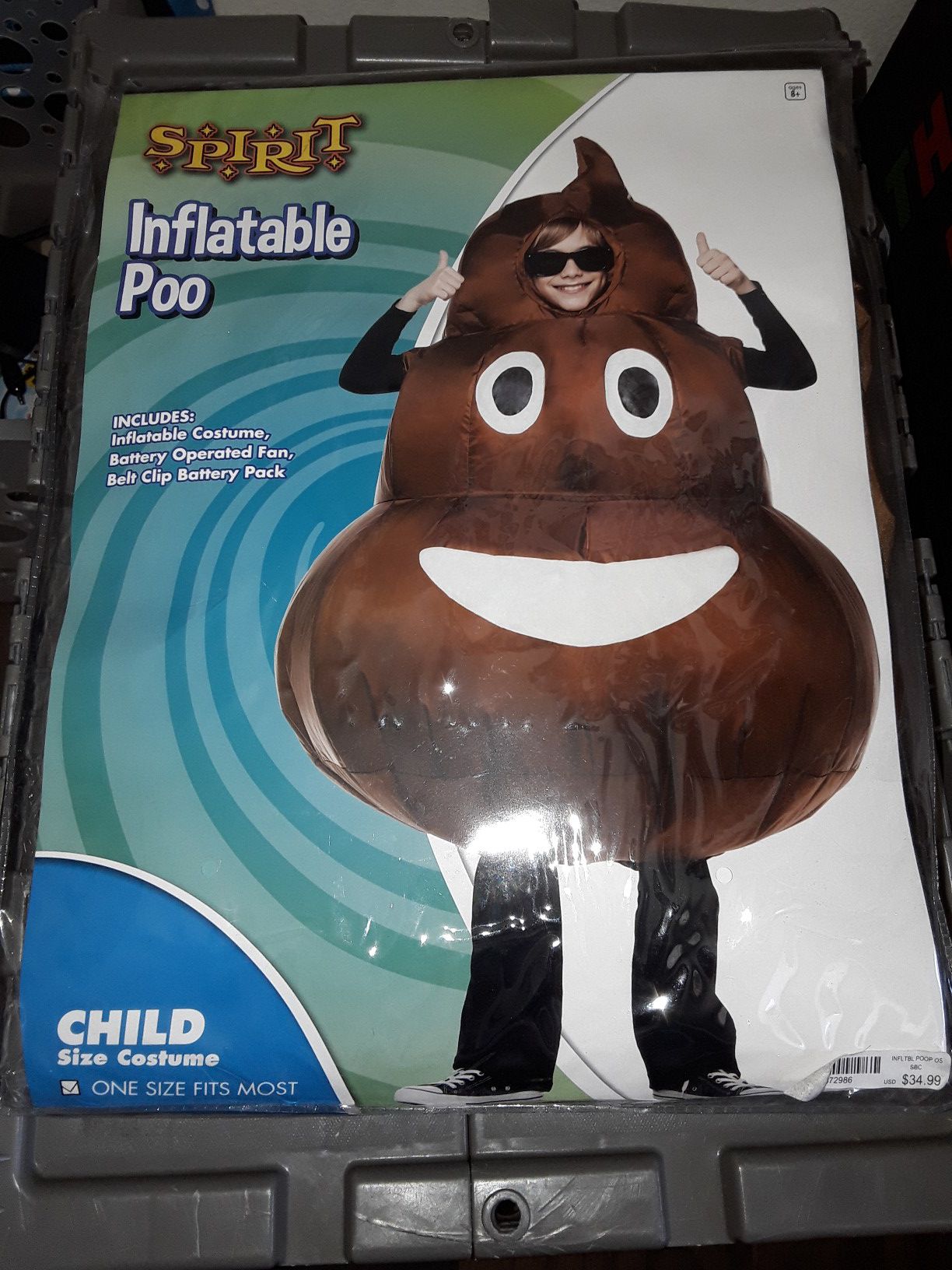 Brand new kids inflatable poo costume one size fits most