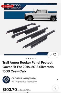 Rocket panel protector fit 2014 to 2018 Chevy Silverado crew cab