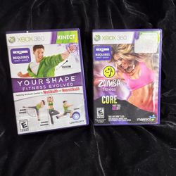 ZUMBA FITNESS CORE & YOUR SHAPE FITNESS EVOLVED  XBOX 360 LOT OF 2 GAMES