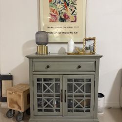Vintage-Style Accent Cabinet with Glass Doors – Elegant Storage Piece