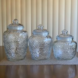 Princess House Fantasia Canister (Set Of 3) ***Like New***Botes De Cristal Como Nuevos*** 