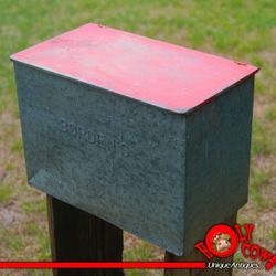 1928 Bordens Porch Milk Box • Embossed Galvanized • Painted Orange Top • Seals Nicely! • Cumberland Case Co. of Chattanooga Tennessee