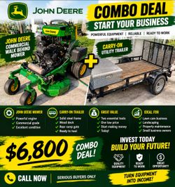 John Deere Commercial Walk Behind Mower + Utility Trailer