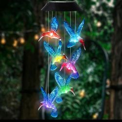 Solar Wind Chimes Color Changing Solar Mobile Lights Waterproof LED Wind Chimes Solar Powered Lights for Home Party Yard Garden Christmas Decoration(B