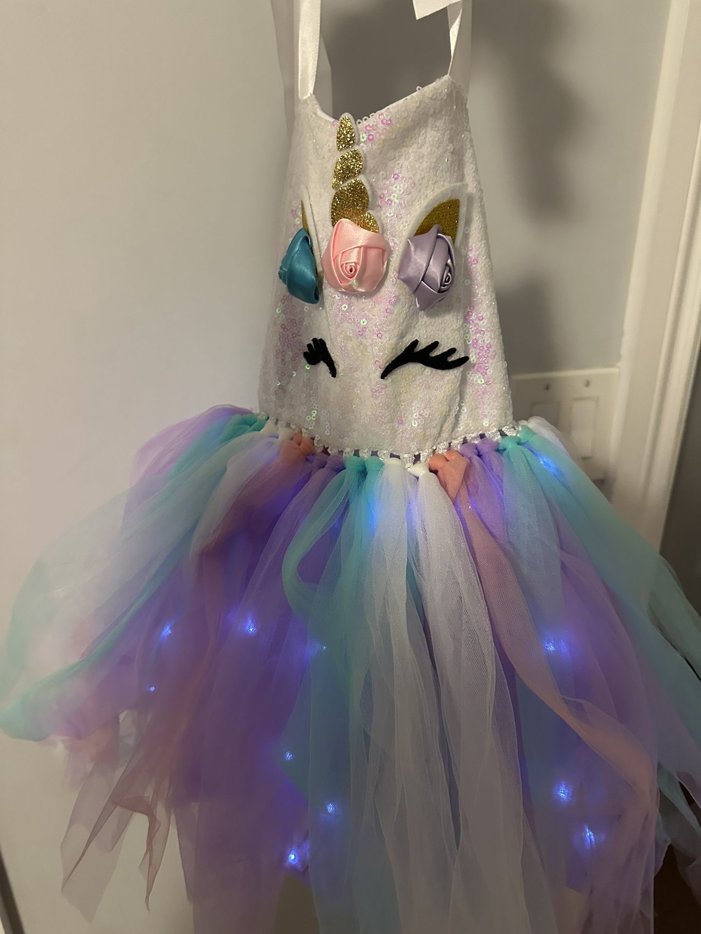 LED Light Unicorn Costume for Girl Birthday Decorations Halloween Christmas Party Outfit Princess Tutu Dress