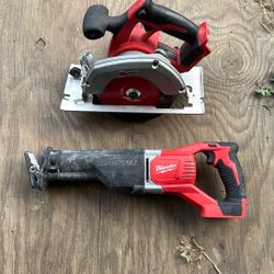 Milwaukee 6 1/2” circular saw and sawzall 