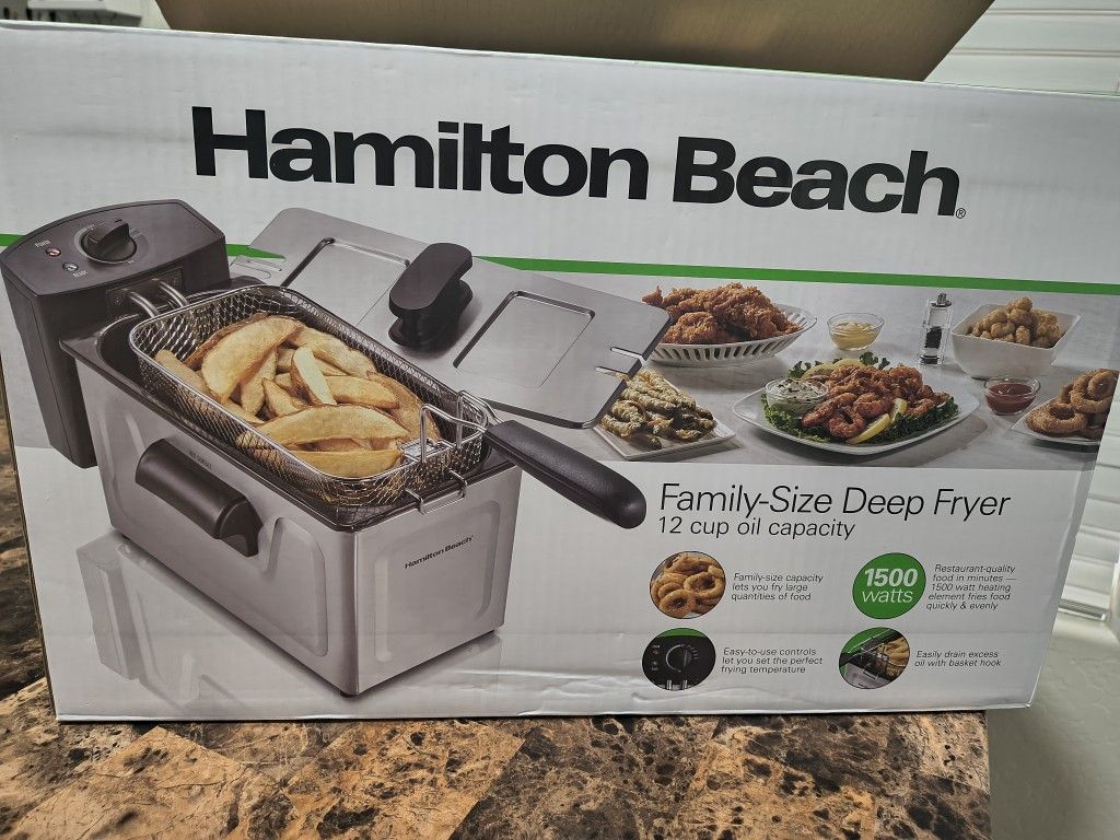 Brand New Hamilton Beach Family Size Deep Fryer 