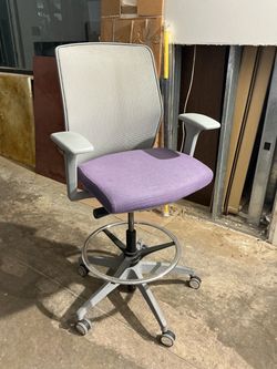 Purple Mech Mid-Back Work Stool