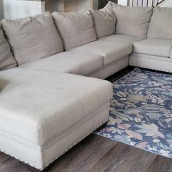 Fabric 3 Piece Performance Sectional Sofa With Chaise