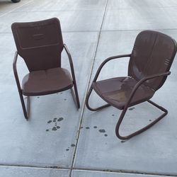 Pair Of Mid Century Metal Hotel / Motel Chairs 