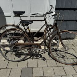1971 Schwinn Sienna Brown Suburban His And Hers  Bicycles