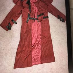 New Red Burgundy Long Renaissance Steampunk Victorian Cosplay Jacket Costume