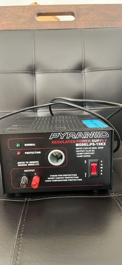 Pyramid Model: PS-15KX Regulated Power Supply (an AC-to-DC bench converter providing 13.8V DC, 10 Amp continuous and 12 Amp surge output from a 115V A
